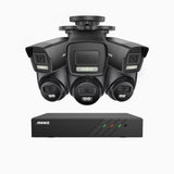 H500P - 3K 8 Channel PoE Security System with 3 Bullet & 3 Turret Cameras, Color & IR Night Vision, 3072*1728 Resolution, f/1.6 Aperture (0.005 Lux), Human & Vehicle Detection, Built-in Microphone,IP67