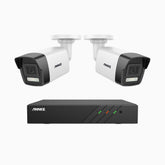 H500P - 3K 8 Channel 2 Cameras PoE Security System, Color & IR Night Vision, 3072*1728 Resolution, f/1.6 Aperture (0.005 Lux), Human & Vehicle Detection, Built-in Microphone,IP67