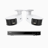 NightChroma<sup>TM</sup> NDK800 – 4K 8 Channel 2 Panoramic Dual Lens Cameras PoE Security System, f/1.0 Super Aperture, Acme Color Night Vision, Active Siren and Strobe, Human & Vehicle Detection, 2CH 4K Decoding Capability, Built-in Mic ,Two-Way Audio