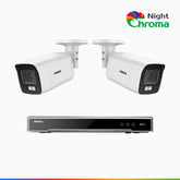 NightChroma<sup>TM</sup> NCK800 – 4K 8 Channel 2 Cameras PoE Security System, f/1.0 Super Aperture, Color Night Vision, 2CH 4K Decoding Capability, Human & Vehicle Detection, Intelligent Behavior Analysis, Built-in Mic, 124° FoV , All-Metal Housing