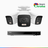 NightChroma<sup>TM</sup> NCK800 – 4K 8 Channel 3 Cameras PoE Security System, f/1.0 Super Aperture, Color Night Vision, 2CH 4K Decoding Capability, Human & Vehicle Detection, Intelligent Behavior Analysis, Built-in Mic, 124° FoV , All-Metal Housing