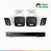 NightChroma<sup>TM</sup> NCK800 – 4K 8 Channel 4 Cameras PoE Security System, f/1.0 Super Aperture, Color Night Vision, 2CH 4K Decoding Capability, Human & Vehicle Detection, Intelligent Behavior Analysis, Built-in Mic, 124° FoV , All-Metal Housing