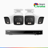 NightChroma<sup>TM</sup> NCK800 – 4K 8 Channel 4 Cameras PoE Security System, f/1.0 Super Aperture, Color Night Vision, 2CH 4K Decoding Capability, Human & Vehicle Detection, Intelligent Behavior Analysis, Built-in Mic, 124° FoV , All-Metal Housing