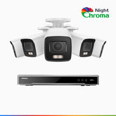 NightChroma<sup>TM</sup> NCK800 – 4K 8 Channel 5 Cameras PoE Security System, f/1.0 Super Aperture, Color Night Vision, 2CH 4K Decoding Capability, Human & Vehicle Detection, Intelligent Behavior Analysis, Built-in Mic, 124° FoV , All-Metal Housing