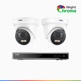 NightChroma<sup>TM</sup> NCK800 – 4K 8 Channel 2 Cameras PoE Security System, f/1.0 Super Aperture, Color Night Vision, 2CH 4K Decoding Capability, Human & Vehicle Detection, Intelligent Behavior Analysis, Built-in Mic, 124° FoV , All-Metal Housing