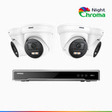NightChroma<sup>TM</sup> NCK800 – 4K 8 Channel 4 Cameras PoE Security System, f/1.0 Super Aperture, Color Night Vision, 2CH 4K Decoding Capability, Human & Vehicle Detection, Intelligent Behavior Analysis, Built-in Mic, 124° FoV , All-Metal Housing