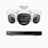H800X - 4K 8 Channel PoE Security System with 1 Bullet & 2 Turret Cameras, 1/1.8'' BSI Sensor, f/1.6 Aperture (0.003 Lux), Siren & Strobe Alarm,Two-Way Audio, Human & Vehicle Detection, Perimeter Protection, Works with Alexa