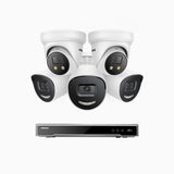 H800X - 4K 8 Channel PoE Security System with 3 Bullet & 2 Turret Cameras, 1/1.8'' BSI Sensor, f/1.6 Aperture (0.003 Lux), Siren & Strobe Alarm,Two-Way Audio, Human & Vehicle Detection, Perimeter Protection, Works with Alexa
