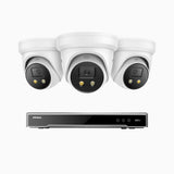 H800X - 4K 8 Channel 3 Cameras PoE Security System, 1/1.8'' BSI Sensor, f/1.6 Aperture (0.003 Lux), Siren & Strobe Alarm,Two-Way Audio, Human & Vehicle Detection, Perimeter Protection, Works with Alexa