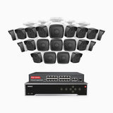 H500 - 3K 32 Channel 20 Cameras PoE Security System, EXIR 2.0 Night Vision, Built-in Mic & SD Card Slot, Works with Alexa, 16-Port PoE Switch Included ,IP67 Waterproof, RTSP Supported
