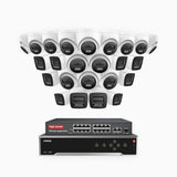 H800 - 4K 32 Channel PoE Security System with 10 Bullet & 14 Turret Cameras, Human & Vehicle Detection, Color & IR Night Vision, Built-in Mic, RTSP Supported, 16-Port PoE Switch Included