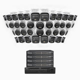 H500 - 3K 64 Channel PoE Security System with 20 Bullet & 20 Turret Cameras, Smart Dual Light Night Vision, 3072 × 1728 @ 20fps, Smart Human & Vehicle Detection, Built-in Microphone, IP67