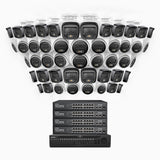 H500 - 3K 64 Channel PoE Security System with 24 Bullet & 24 Turret Cameras, Smart Dual Light Night Vision, 3072 × 1728 @ 20fps, Smart Human & Vehicle Detection, Built-in Microphone, IP67