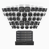 H500 - 3K 64 Channel PoE Security System with 24 Bullet & 24 Turret Cameras, Smart Dual Light Night Vision, 3072 × 1728 @ 20fps, Smart Human & Vehicle Detection, Built-in Microphone, IP67