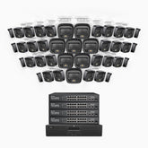 H500 - 3K 64 Channel 40 Cameras PoE Security System, Smart Dual Light Night Vision, 3072 × 1728 @ 20fps, Smart Human & Vehicle Detection, Built-in Microphone, IP67