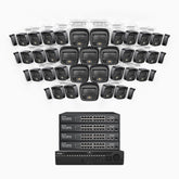 H500 - 3K 64 Channel 40 Cameras PoE Security System, Smart Dual Light Night Vision, 3072 × 1728 @ 20fps, Smart Human & Vehicle Detection, Built-in Microphone, IP67