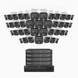 H500 - 3K 64 Channel 40 Cameras PoE Security System, Smart Dual Light Night Vision, 3072 × 1728 @ 20fps, Smart Human & Vehicle Detection, Built-in Microphone, IP67