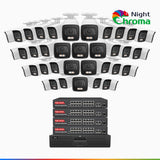 NightChroma<sup>TM</sup> NCK800 – 4K 64 Channel 40 Cameras PoE Security System, f/1.0 Super Aperture, Color Night Vision, 2CH 4K Decoding Capability, Human & Vehicle Detection, Intelligent Behavior Analysis, Built-in Mic, 124° FoV , All-Metal Housing