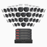 H800X - 4K 64 Channel 40 Cameras PoE Security System, 1/1.8'' BSI Sensor, f/1.6 Aperture (0.003 Lux), Siren & Strobe Alarm,Two-Way Audio, Human & Vehicle Detection, Perimeter Protection, Works with Alexa