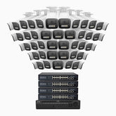 HZ804 - 4K 64 Channel 48 Cameras PoE Security System, 4X Optical Zoom, 2.8 - 12 MM Motorized Varifocal Lens, Smart Dual Light Night Vision, Motion Detection 2.0, Built-in Microphone, Siren & Strobe Alarm, Upgraded Version