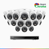 NightChroma<sup>TM</sup> NCK800 – 4K 16 Channel 16 Cameras PoE Security System, f/1.0 Super Aperture, Color Night Vision, 2CH 4K Decoding Capability, Human & Vehicle Detection, Intelligent Behavior Analysis, Built-in Mic, 124° FoV , All-Metal Housing