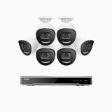 H800X - 4K 16 Channel 6 Cameras PoE Security System, 1/1.8'' BSI Sensor, f/1.6 Aperture (0.003 Lux), Siren & Strobe Alarm,Two-Way Audio, Human & Vehicle Detection, Perimeter Protection, Works with Alexa