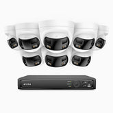 FDH800 - 8 Channel PoE Security System with 8 X 8MP UHD Dual Lens Cameras, 180° Panoramic View, Smart Dual Light Night Vision, Two-Way Audio, Active Siren & Alarm, Human & Vehicle Detection, IP67