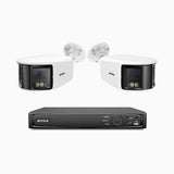 FDH600 - 8 Channel PoE Security System with 2 Dual Lens Cameras, 6MP Resolution, 180° Panoramic View, Smart Dual Light Night Vision, Two-Way Audio, Active Siren & Alarm, Human & Vehicle Detection, IP67