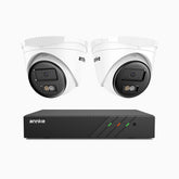 H500 - 3K 8 Channel 2 Cameras PoE Security System, Smart Dual Light Night Vision, 3072 × 1728 @ 20fps, Smart Human & Vehicle Detection, Built-in Microphone, IP67