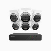 H500 - 3K 8 Channel 6 Cameras PoE Security System, Smart Dual Light Night Vision, 3072 × 1728 @ 20fps, Smart Human & Vehicle Detection, Built-in Microphone, IP67