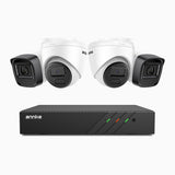 H300 - 2K 3MP 8 Channel PoE Security System with 2 Bullet & 2 Turret Cameras, EXIR 2.0 Night Vision, Motion Detection, H.265+, IP67 Waterproof