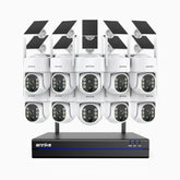 WBS400 - 4MP 16 Channel 10 Battery Cameras Outdoor Wireless NVR Security System, Dual-Band WiFi, 270° Pan & 90° Tilt, 9000mAh Battery & Solar Powered, Motion Detection, Two-Way Audio