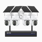 WBS400 - 4MP 8 Channel 4 Battery Cameras Outdoor Wireless NVR Security System, Dual-Band WiFi, 270° Pan & 90° Tilt, 9000mAh Battery & Solar Powered, Motion Detection, Two-Way Audio