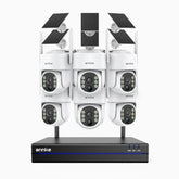 WBS400 - 4MP 8 Channel 6 Battery Cameras Outdoor Wireless NVR Security System, Dual-Band WiFi, 270° Pan & 90° Tilt, 9000mAh Battery & Solar Powered, Motion Detection, Two-Way Audio