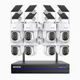 WBS400 - 4MP 8 Channel 8 Battery Cameras Outdoor Wireless NVR Security System, Dual-Band WiFi, 270° Pan & 90° Tilt, 9000mAh Battery & Solar Powered, Motion Detection, Two-Way Audio