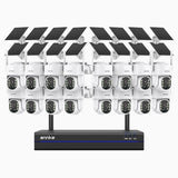 WBS400 - 4MP 16 Channel 16 Battery Cameras Outdoor Wireless NVR Security System, 2.4G & 5.8G Dual-Band WiFi, Motion Detection, Two-Way Audio, Battery & Solar Powered, 270° Pan & 90° Tilt, Cloud & Max. 256 GB Local Storage, Works with Alexa