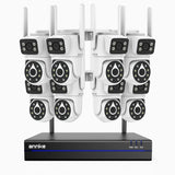 WCDS400 - 4MP 8 Channel 8 Dual-Lens WiFi Cameras Outdoor Wireless NVR Security System, 2.4G/5G Dual-Band WiFi, 350° Pan & 90° Tilt, Dual-Light Night Vision, Motion Detection, Two-Way Audio, Works with Alexa