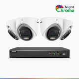 NightChroma<sup>TM</sup>  NAK500 - Updated Version, 3K 8 Channel 4 Cameras TVI Security System, Acme Color Night Vision, 2960 × 1665 Resolution, f/1.0 Aperture (0.001 Lux), Built-in Microphone, IP67