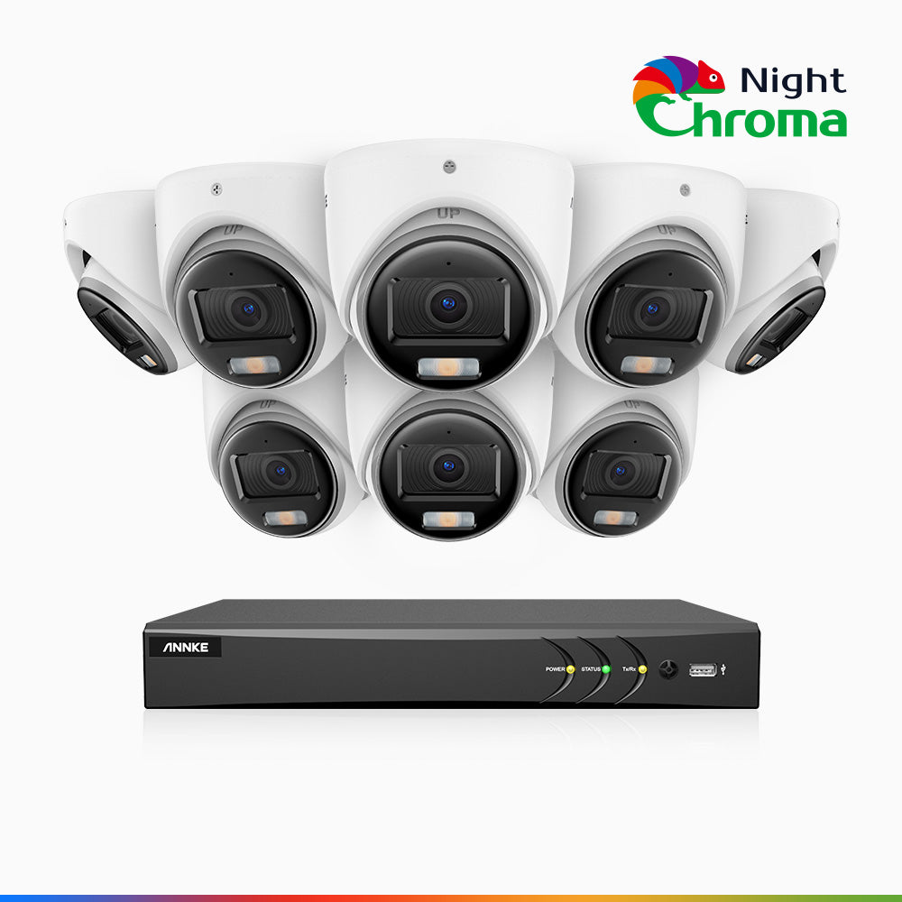 NightChroma<sup>TM</sup>  NAK500 - Updated Version, 3K 8 Channel 8 Cameras TVI Security System, Acme Color Night Vision, 2960 × 1665 Resolution, f/1.0 Aperture (0.001 Lux), Built-in Microphone, IP67