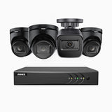 EL200 - 1080p 4 Channel Outdoor Wired Security CCTV System with 1 Bullet & 3 Turret Cameras, 3.6 MM Lens, Smart DVR with Human & Vehicle Detection, 66 ft Infrared Night Vision, 4-in-1 Output Signal, IP67