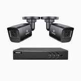 EL200 - 1080p 4 Channel Outdoor Wired Security CCTV System with 2 Cameras, 3.6 MM Lens, Smart DVR with Human & Vehicle Detection, 66 ft Infrared Night Vision, 4-in-1 Output Signal, IP67