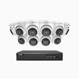 EL200 - 1080p 16 Channel Outdoor Wired Security CCTV System with 10 Cameras, 3.6 MM Lens, Smart DVR with Human & Vehicle Detection, 66 ft Infrared Night Vision, 4-in-1 Output Signal, IP67