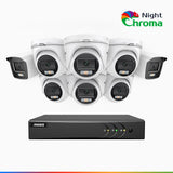 NightChroma<sup>TM</sup> NAK200 - 1080P 16 Channel Wired CCTV System with 2 Bullet & 6 Turret Cameras, Acme Colour Night Vision, f/1.0 Super Aperture, 0.001 Lux, 121° FoV, Active Alignment