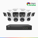 NightChroma<sup>TM</sup> NAK200 - 1080P 16 Channel Wired CCTV System with 6 Bullet & 4 Turret Cameras, Acme Colour Night Vision, f/1.0 Super Aperture, 0.001 Lux, 121° FoV, Active Alignment