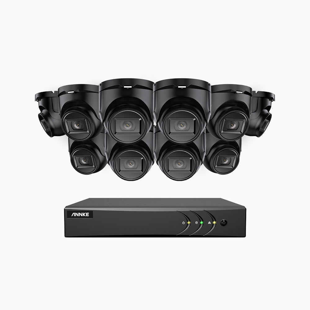 EL200 - 1080p 16 Channel Outdoor Wired Security CCTV System with 10 Cameras, 3.6 MM Lens, Smart DVR with Human & Vehicle Detection, 66 ft Infrared Night Vision, 4-in-1 Output Signal, IP67