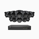 EL200 - 1080p 16 Channel Outdoor Wired Security CCTV System with 12 Cameras, 3.6 MM Lens, Smart DVR with Human & Vehicle Detection, 66 ft Infrared Night Vision, 4-in-1 Output Signal, IP67
