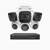 EL200 - 1080p 8 Channel Outdoor Wired Security CCTV System with 3 Bullet & 3 Turret Cameras, 3.6 MM Lens, Smart DVR with Human & Vehicle Detection, 66 ft Infrared Night Vision, 4-in-1 Output Signal, IP67