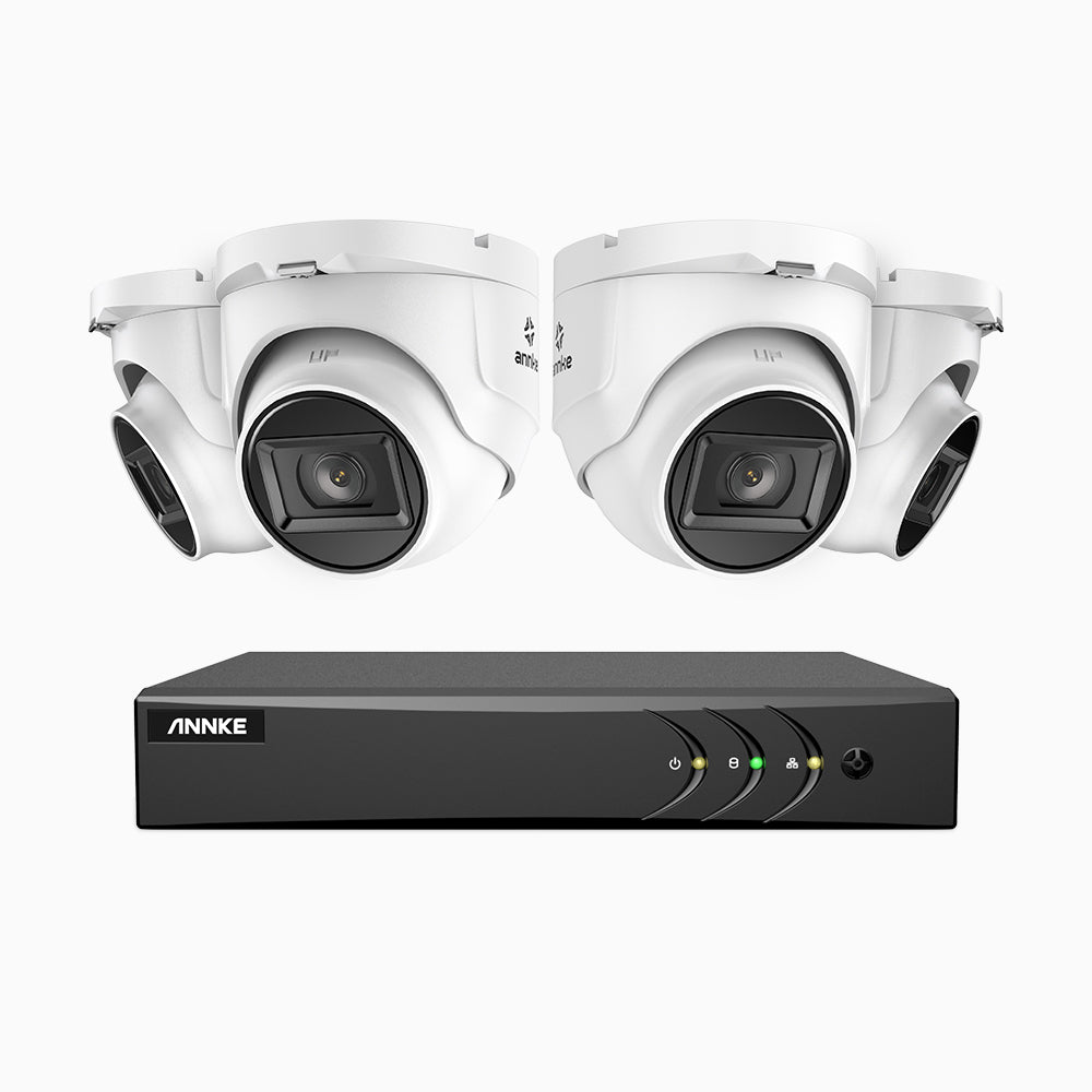 EL200 - 1080p 8 Channel Outdoor Wired Security CCTV System with 4 Cameras, 3.6 MM Lens, Smart DVR with Human & Vehicle Detection, 66 ft Infrared Night Vision, 4-in-1 Output Signal, IP67