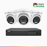 NightChroma<sup>TM</sup> NAK200 - 1080P 8 Channel 3 Cameras Wired CCTV System, Acme Color Night Vision, f/1.0 Super Aperture, 0.001 Lux, 121° FoV, Active Alignment