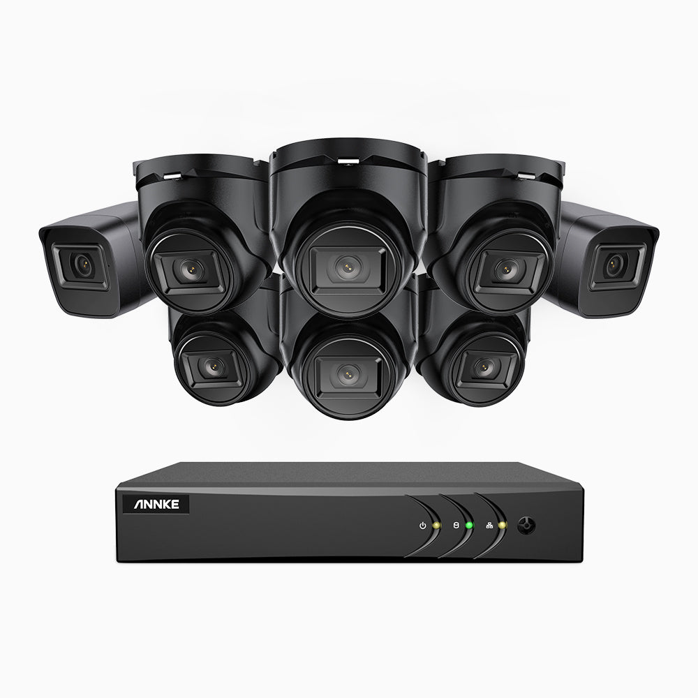 EL200 - 1080p 8 Channel Outdoor Wired Security CCTV System with 2 Bullet & 6 Turret Cameras, 3.6 MM Lens, Smart DVR with Human & Vehicle Detection, 66 ft Infrared Night Vision, 4-in-1 Output Signal, IP67